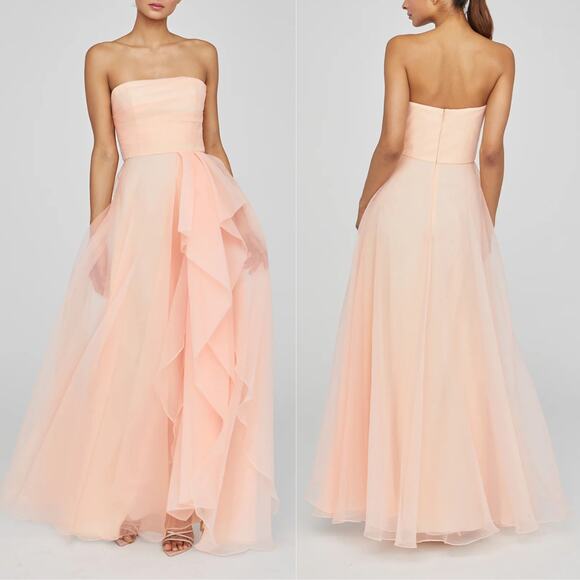 Theia Teresa Strapless Draped Tulle Gown Blush Pink Size 14‎ NWT - Picture 1 of 9